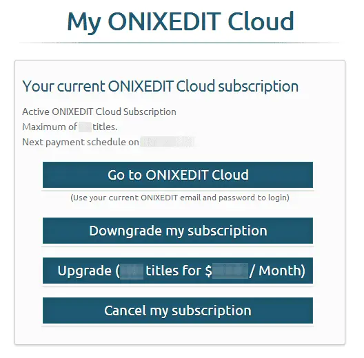 This part is showing you your current subscription with the details and allow you to modify it