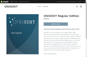 A Shopify product page produced by ONIXEDIT Bookstore
